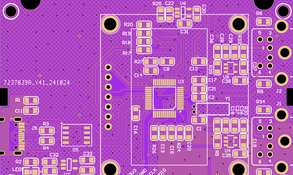 Bed-of-nails ICT fixture with probes contacting PCB test points.