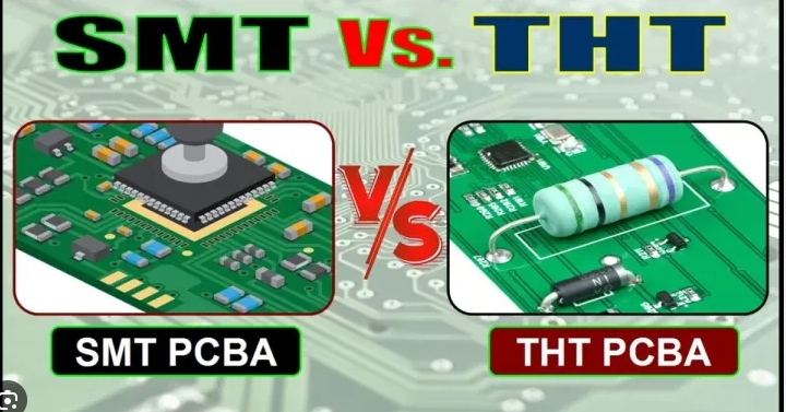 THT 和 SMT PCB 组装方法的比较显示了元件安装的差异