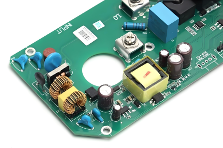 焊接在 PCB 上的通孔元件，用于电子项目。