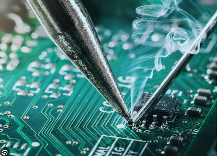 用于 SMT 组装的带有焊膏的 PCB 模板特写