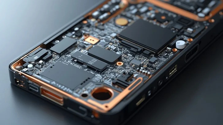 拆解的智能手机露出紧凑的PCB