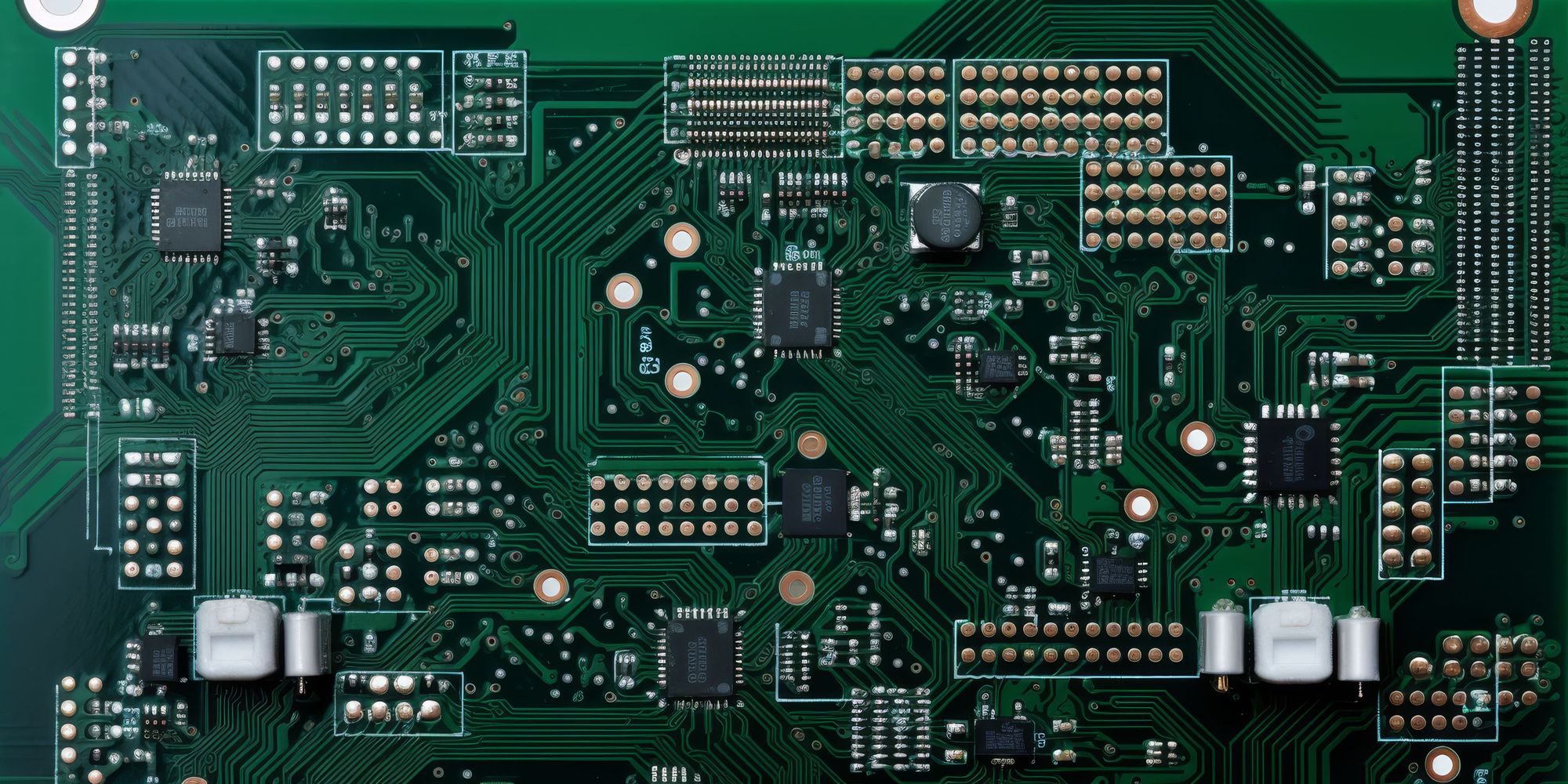带有绿色阻焊层的 PCB 特写，用于保护和绝缘