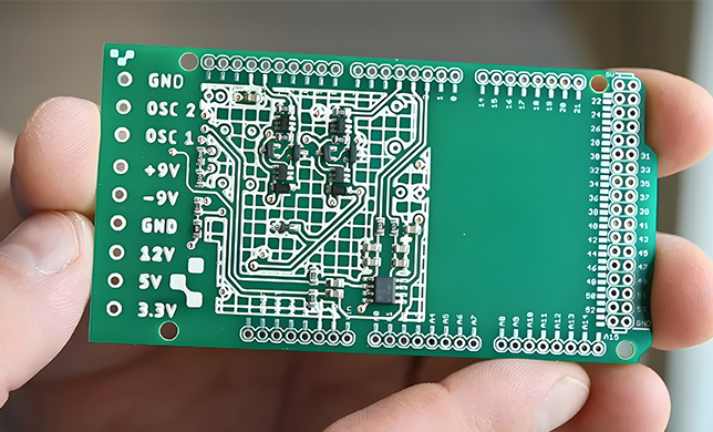 透明的PCB丝印设计，用于手动组装。