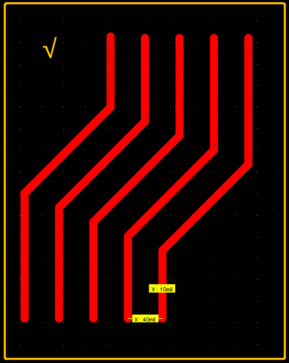 PCB布局，带走线间距测量，确保设计精度。