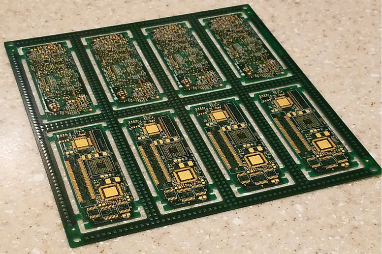 Close-up of mouse bites ensuring SMT stability in PCB panel