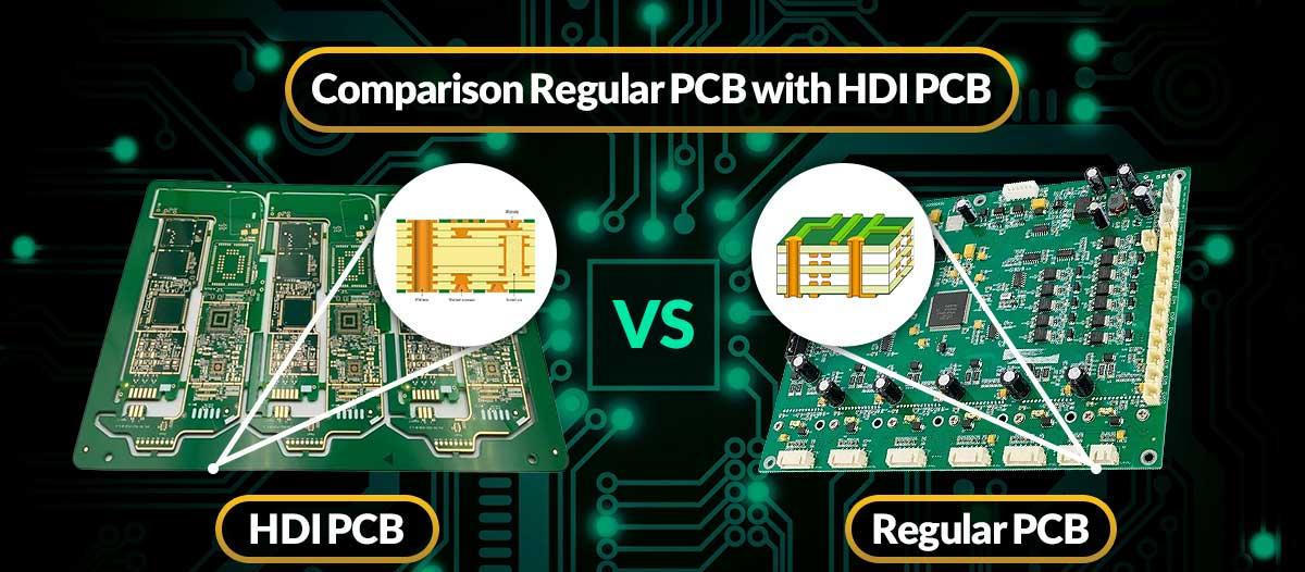 传统 PCB 与 HDI PCB 的比较，带有盲孔和埋孔，用于 ADAS