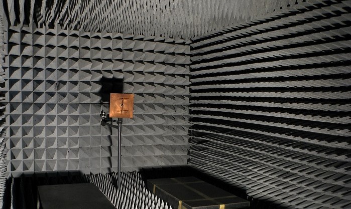 PCB being tested in an anechoic chamber